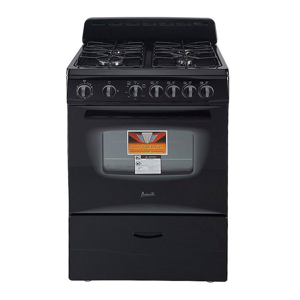 Horno a gas compacto de 24" Avanti GR2415CB, color negro