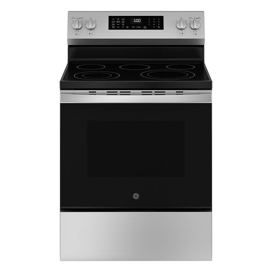 GE GRF600AVSS 5.3 cu. ft. Freestanding Electric Convection Range with EasyWash Tray - Stainless Steel