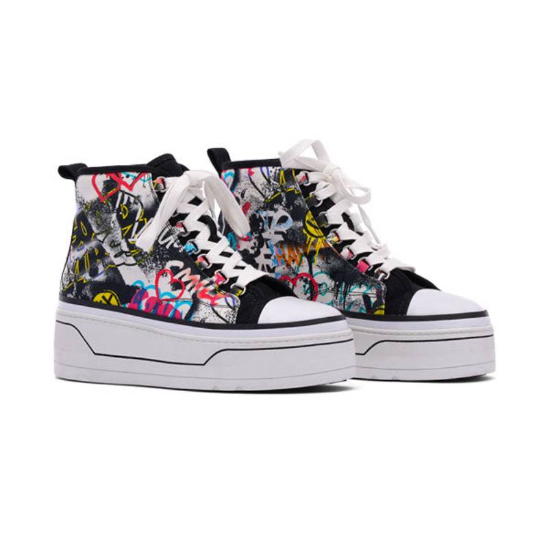 D'Amelio Women's Eyekonn Platform Sneakers (Size 7.5) - Graffiti/Black