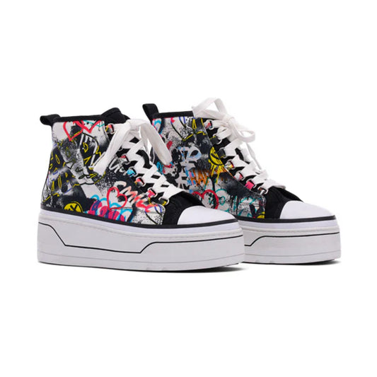 D'Amelio Women's Eyekonn Platform Sneakers (Size 7) - Graffiti/Black