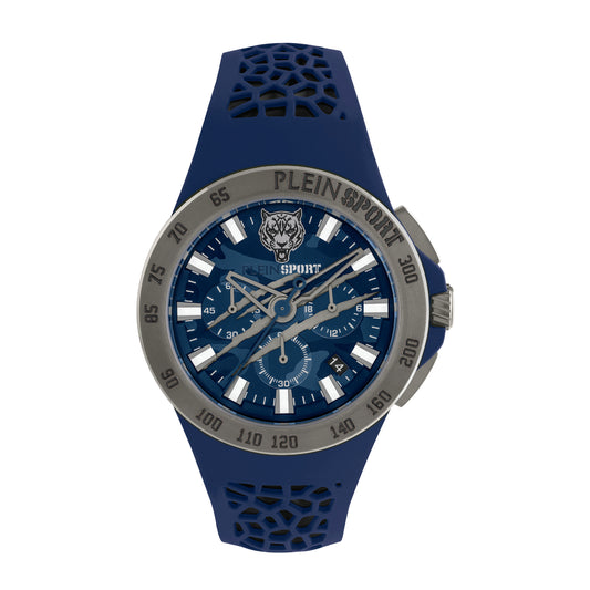 Reloj cronógrafo de cuarzo para hombre Plein Sport Thunderstorm de 43 mm, color azul