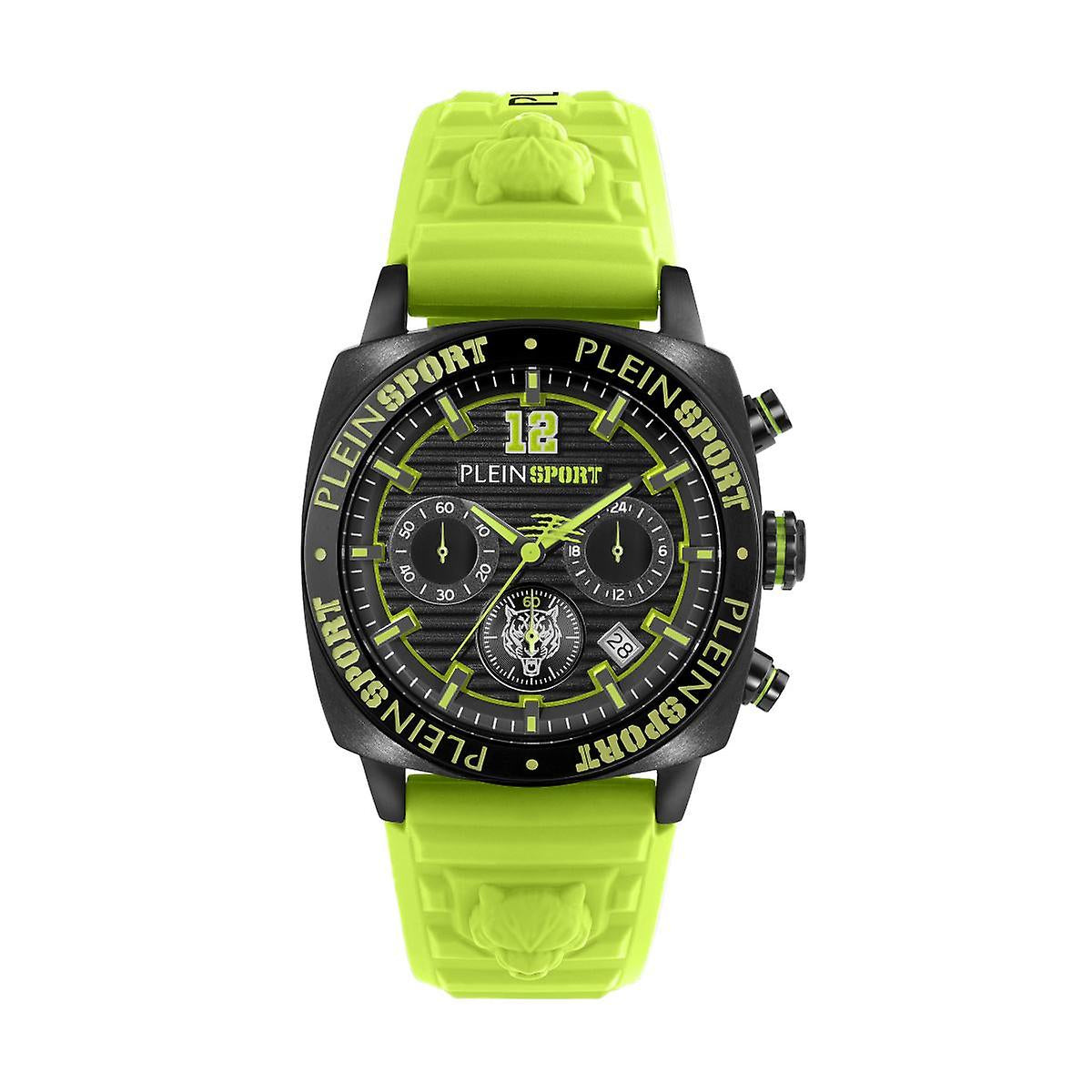 Reloj cronógrafo de cuarzo para hombre Plein Sport Wildcat de 40 mm con correa verde, color negro