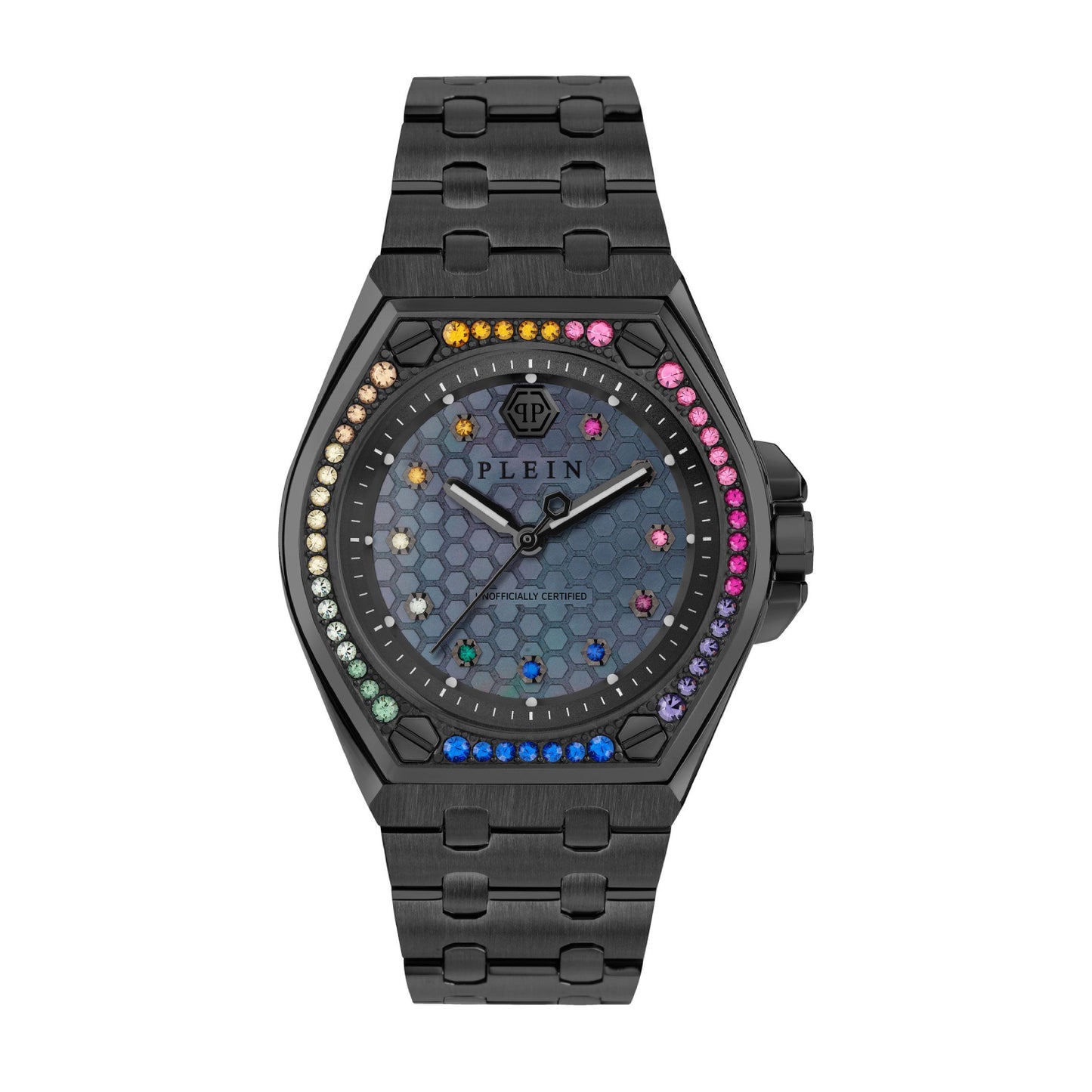 Reloj Philipp Plein Extreme Crystal para mujer, pulsera de tres manecillas de 38 mm, color negro