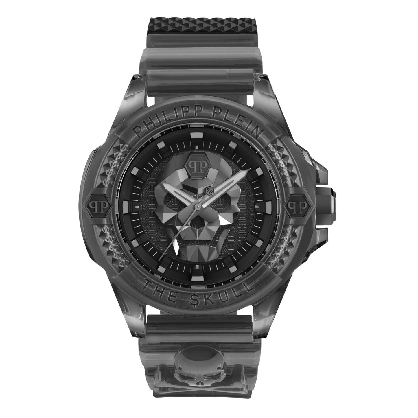 Philipp Plein The Skull Synthetic Men's 45mm Three-Hand Strap Watch - Black