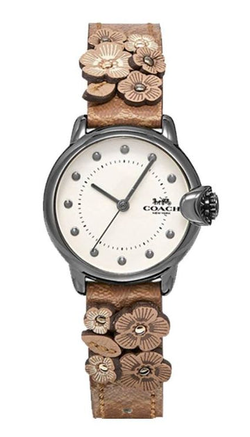 Reloj de cuarzo con correa de piel para mujer Coach Perry de 28 mm, esfera blanca