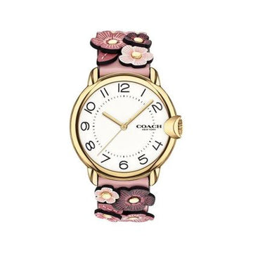 Reloj de cuarzo Coach Perry para mujer, correa de piel rosa, 28 mm, esfera blanca