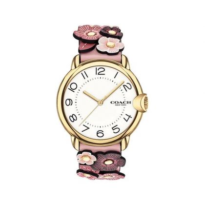 Coach Perry Women's 28mm Quartz Pink Leather Strap Watch - White Dial