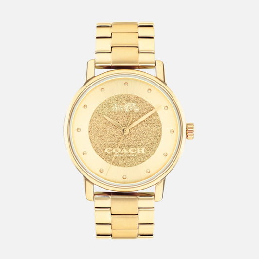 Reloj de pulsera de cuarzo Coach Grand para mujer de 36 mm, dorado