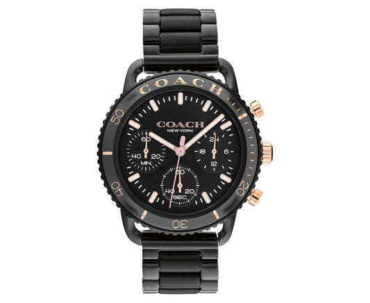 Reloj cronógrafo Coach Cruiser de acero negro para mujer