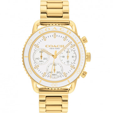 Reloj cronógrafo Coach Cruiser de acero dorado y esfera blanca