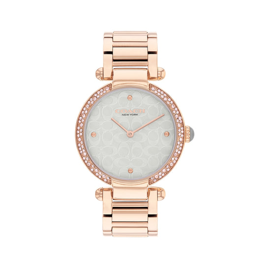 Reloj de pulsera con esfera gris y oro rosa para mujer Coach Cary