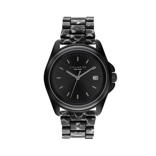 Reloj Coach Greyson de acetato con pulsera de 36 mm para mujer, color negro