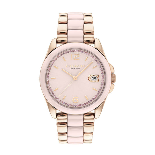 Reloj de pulsera Coach Greyson de 36 mm para mujer, color rubor