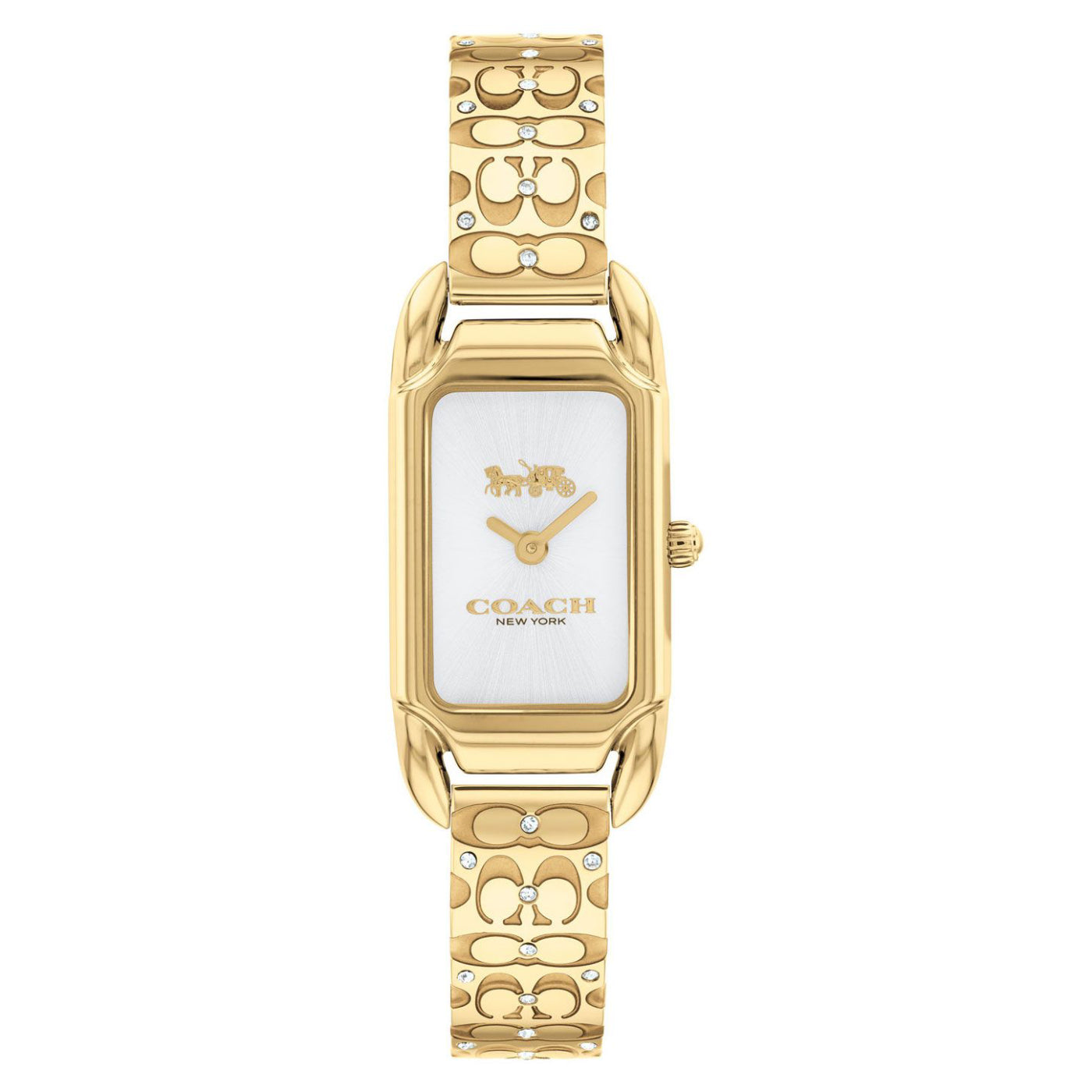 Reloj de cuarzo con pulsera dorada de 28,5 mm para mujer Coach Cadie Signature - Esfera blanca