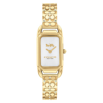 Coach Cadie Signature Women's 28.5mm Quartz Gold Bracelet Watch - White Dial