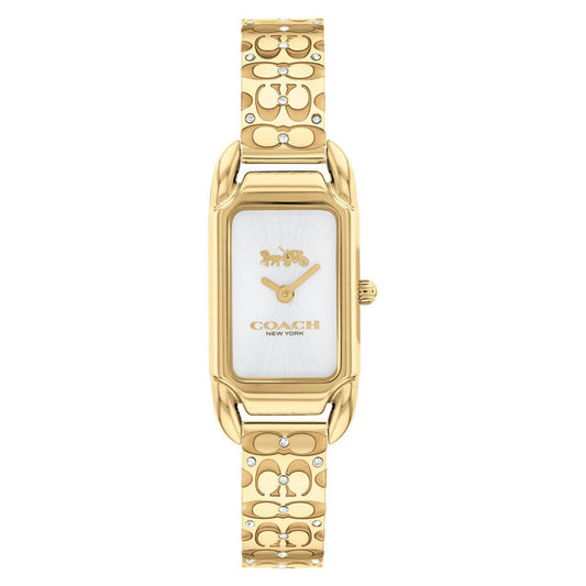 Reloj de cuarzo con pulsera dorada de 28,5 mm para mujer Coach Cadie Signature - Esfera blanca