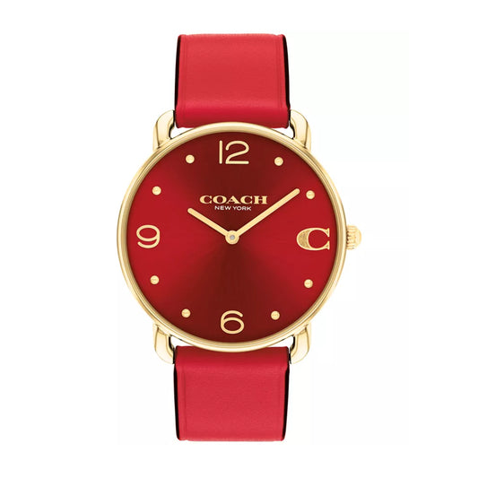 Coach Elliot Women's 36mm Quartz Leather Strap Watch - Red