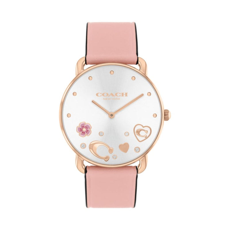 Reloj Coach Elliot para mujer con correa rosa de 36 mm y esfera blanca