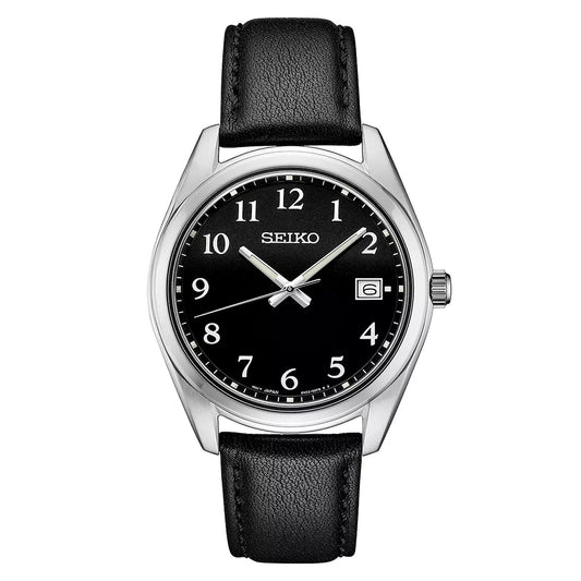 Seiko Men's Essential Stainless Steel Black Dial Watch 40MM - SUR461