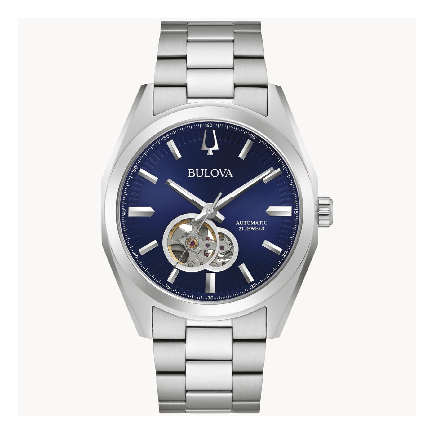 Reloj de pulsera de acero inoxidable para hombre Bulova Surveyor de 42 mm con esfera azul