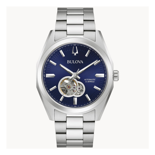 Reloj de pulsera de acero inoxidable para hombre Bulova Surveyor de 42 mm con esfera azul