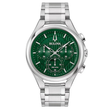 Reloj de pulsera de acero inoxidable Bulova Curv de 44 mm para hombre, esfera verde