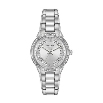 Reloj de pulsera de cuarzo con cristales de 30 mm para mujer de Bulova - Plateado