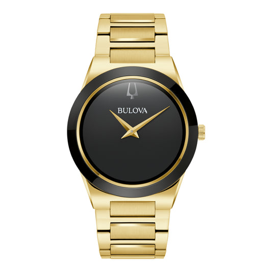 Reloj de pulsera dorado para hombre Bulova Millennia de 41 mm con esfera negra