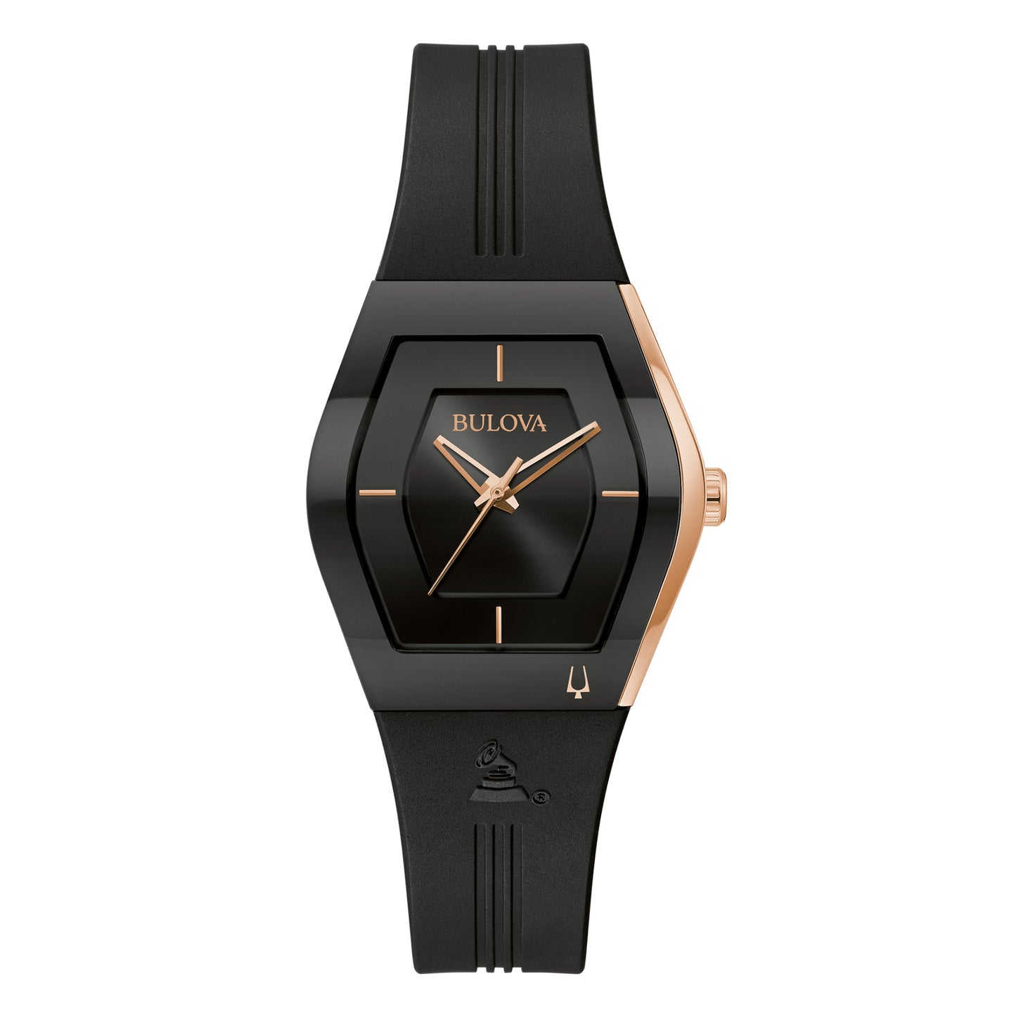 Reloj Bulova Gemini Latin Grammy con correa de silicona de 30 mm para mujer, color negro