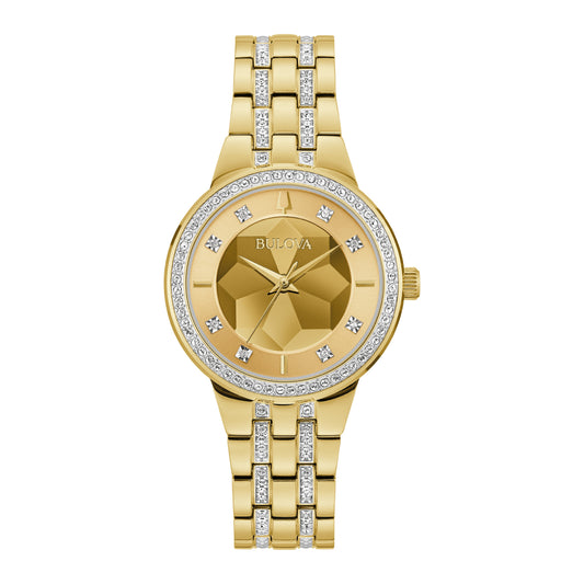 Reloj para mujer Bulova Phantom Crystal con pulsera de oro de 32,5 mm y esfera color champán