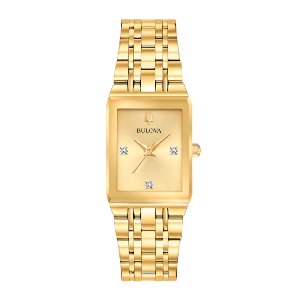 Reloj de pulsera de acero inoxidable de cuarzo Bulova Quadra Modern para mujer de 20,5 mm - Dorado