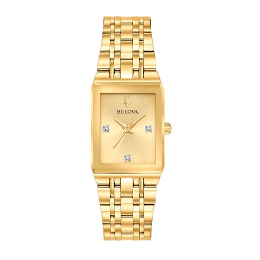 Reloj de pulsera de acero inoxidable de cuarzo Bulova Quadra Modern para mujer de 20,5 mm - Dorado