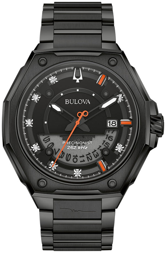 Reloj de pulsera de acero inoxidable Bulova Series X Marc Anthony Hpq Precisionist de 45 mm para hombre, color negro