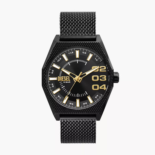 Reloj Diesel Scraper para hombre con correa de cuarzo de 43 mm, color negro