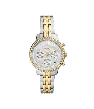 Reloj cronógrafo Fossil Neutra para mujer, de 36 mm, con pulsera de acero inoxidable, dorado y plateado