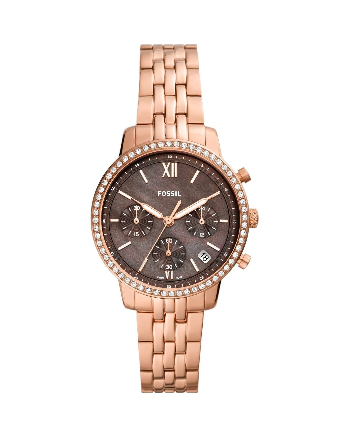 Fossil Neutra Women's 36mm Rose Gold Anaog Bracelet Watch - Brown Dial