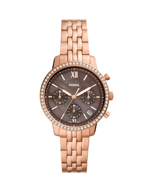 Reloj cronógrafo de acero inoxidable para mujer Fossil Neutra de 36 mm, oro rosa