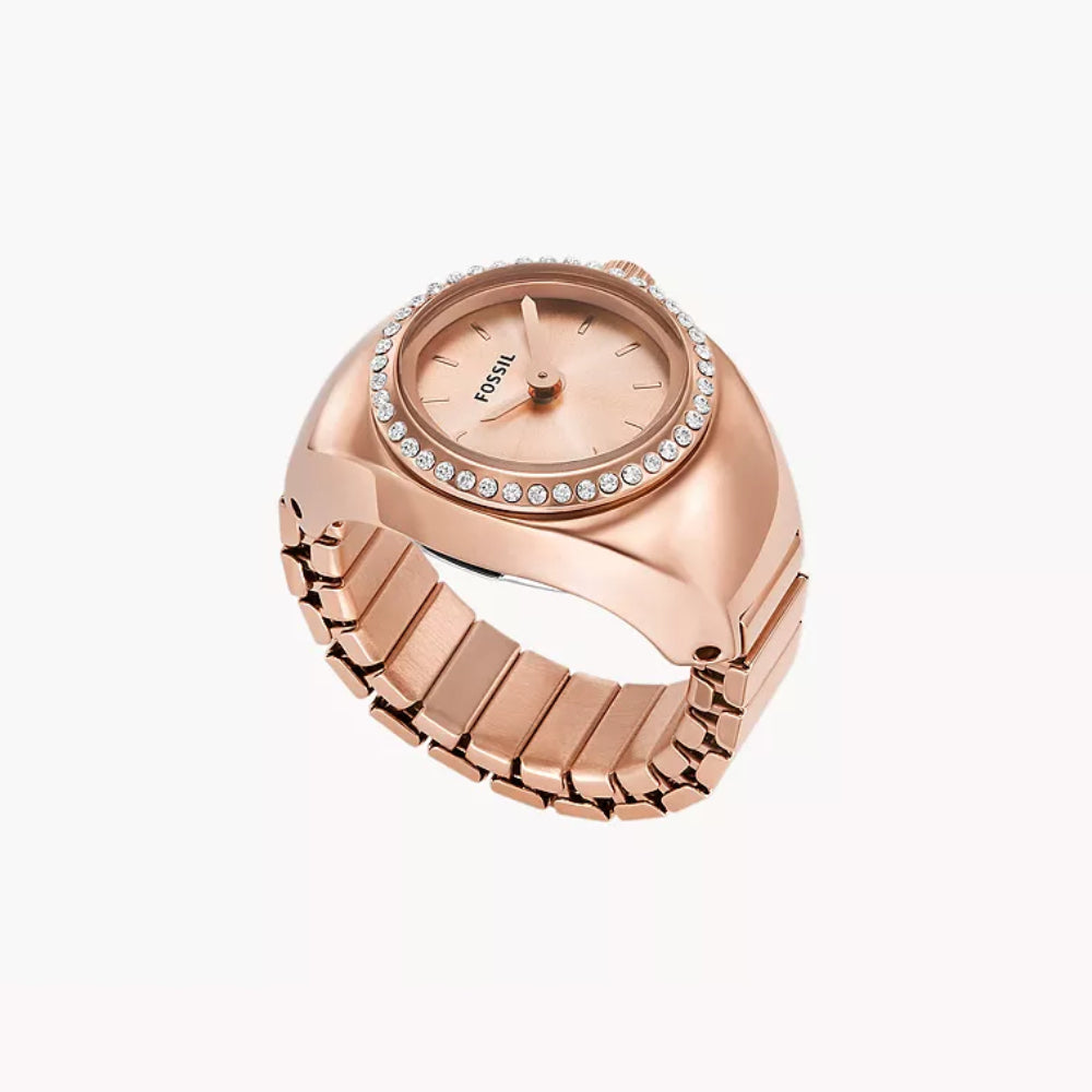 Anillo de dos manecillas para reloj de mujer Fossil de 15 mm en oro rosa