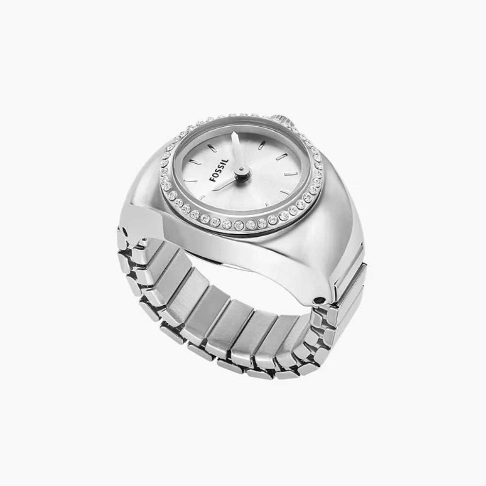 Fossil Women's 15mm Two-Hand Watch Ring - Silver