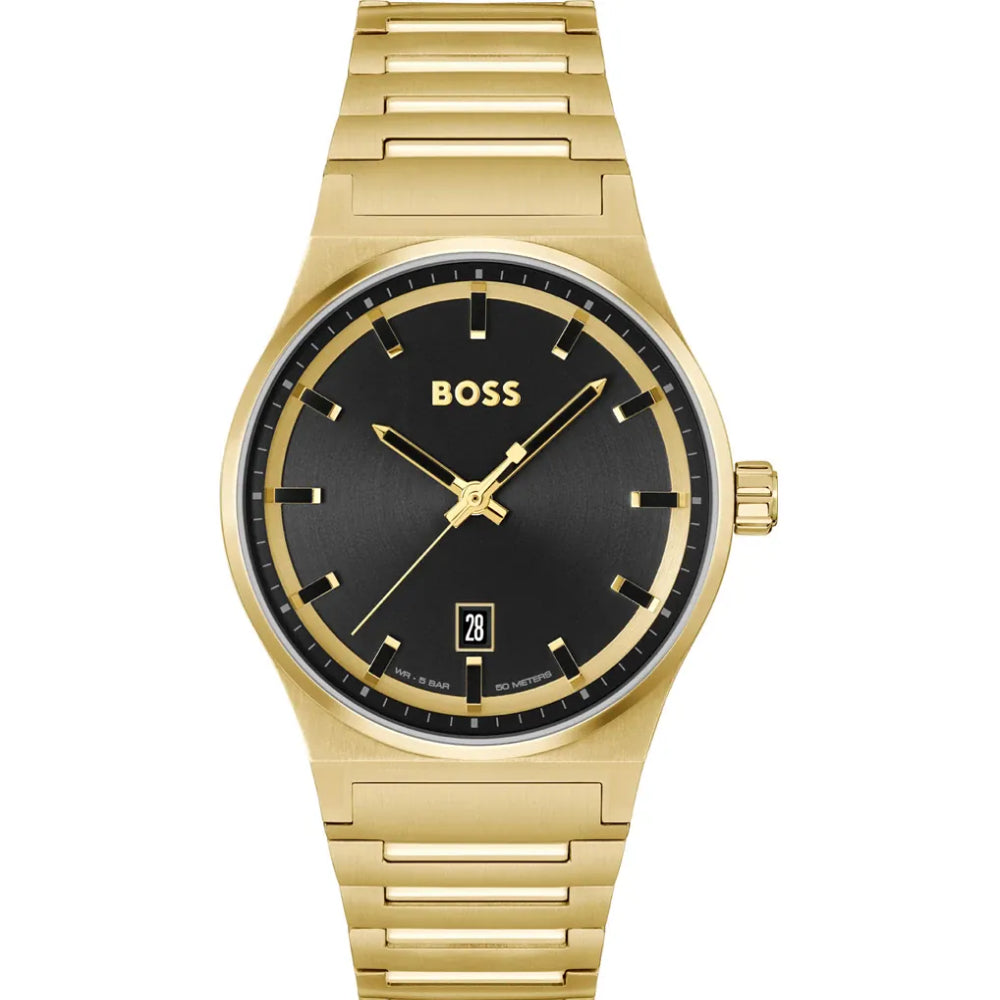 Hugo Boss Candor Men's 41mm Quartz Gold Bracelet Watch - Black Dial