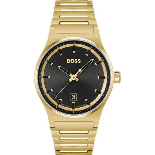 Reloj de cuarzo con pulsera dorada Hugo Boss Candor para hombre de 41 mm, esfera negra