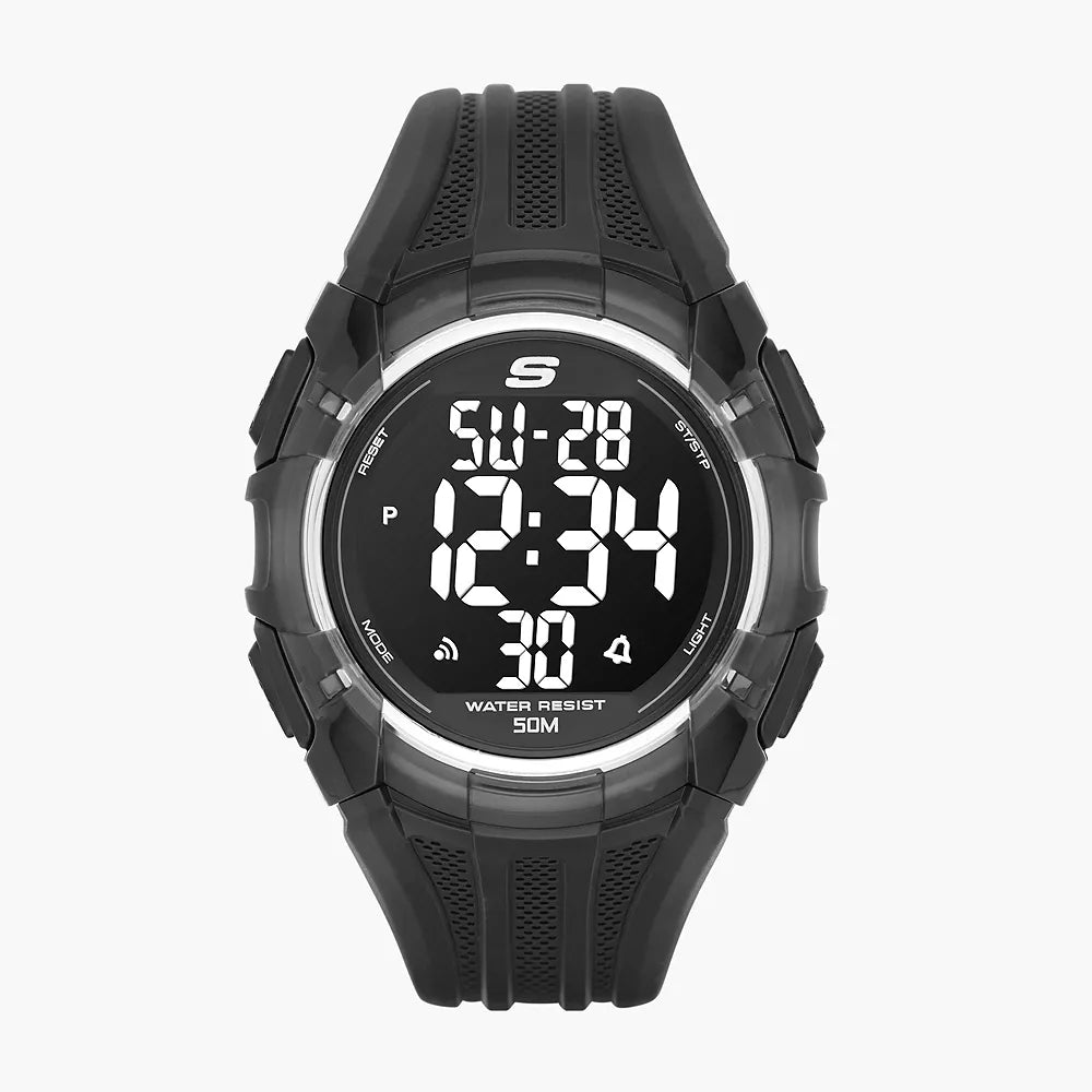 Reloj digital con correa Skechers El Porto para hombre de 46 mm, color negro