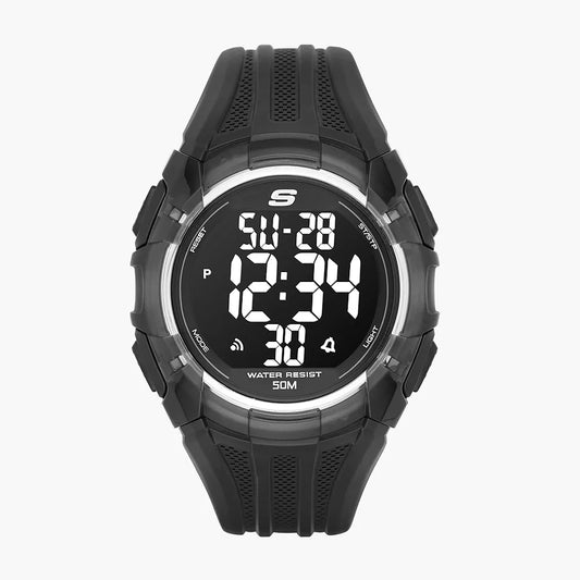 Reloj digital con correa Skechers El Porto para hombre de 46 mm, color negro