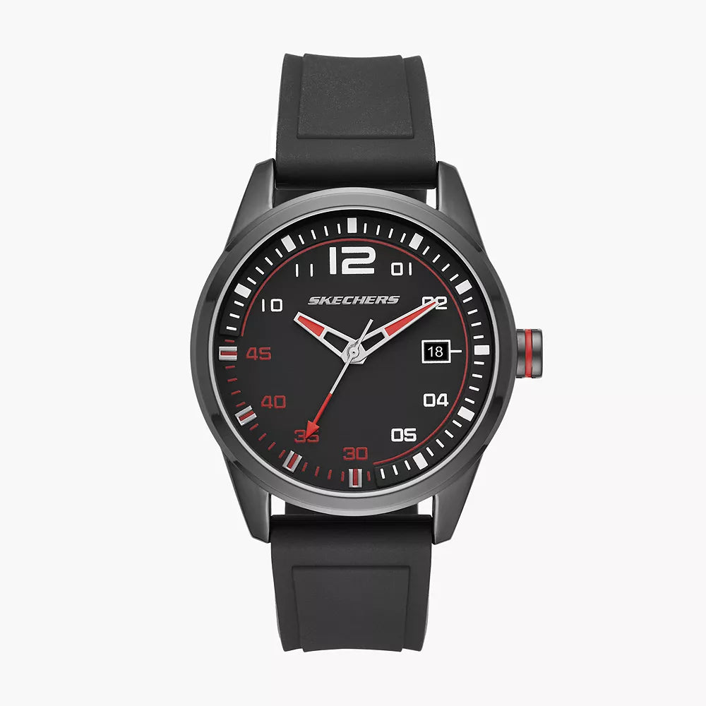 Reloj analógico Skechers Slauson para hombre, correa de 45 mm, color negro