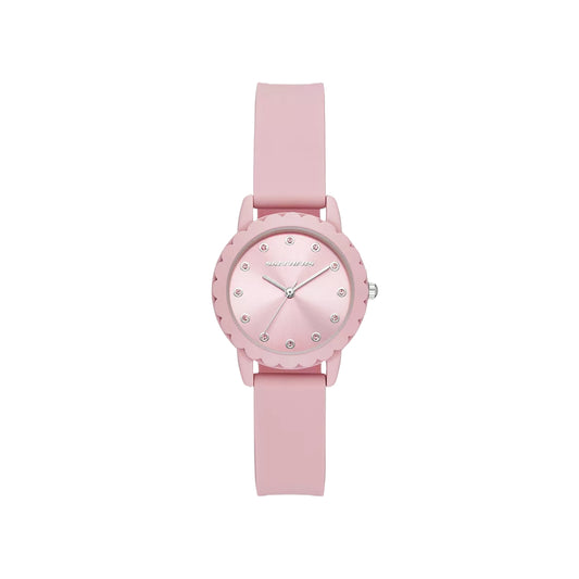 Reloj analógico de cuarzo de silicona y metal rosa de 30 mm para mujer de Skechers Anaheim