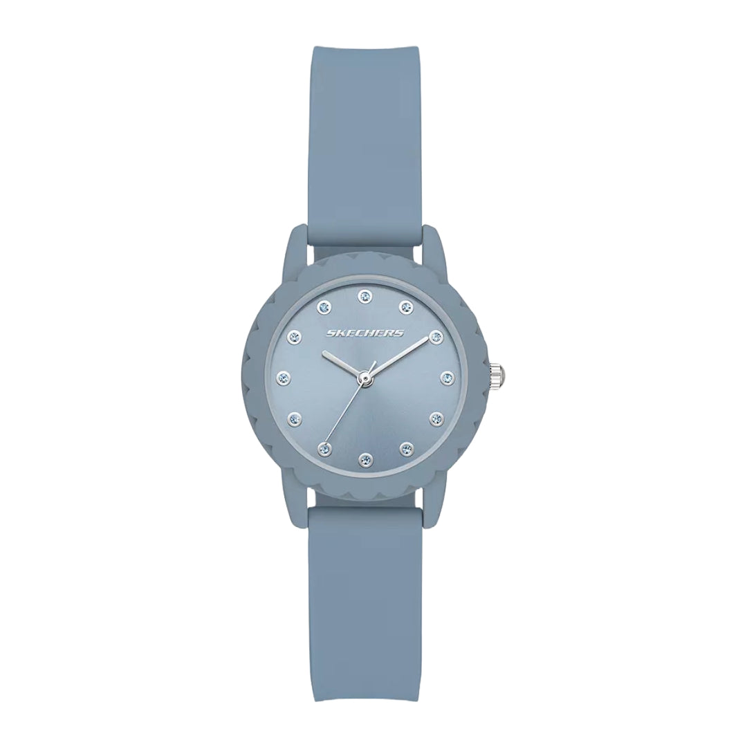 Reloj analógico de cuarzo de silicona y metal azul de 30 mm para mujer de Skechers Anaheim