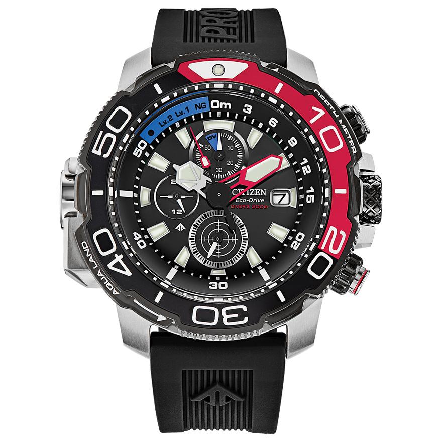 Citizen Promaster Men ECO Drive 200m SS Black/Red– Curacao