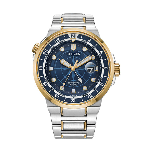 Reloj Citizen Endeavor Eco-Drive de 44 mm con pulsera de acero inoxidable para hombre, color azul