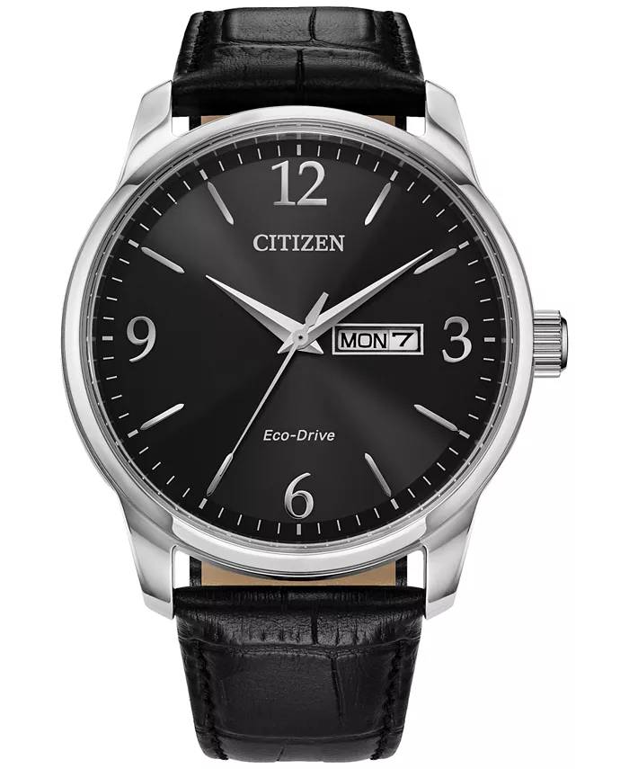 Reloj Citizen Eco-Drive de 42 mm con correa de piel para hombre, color negro