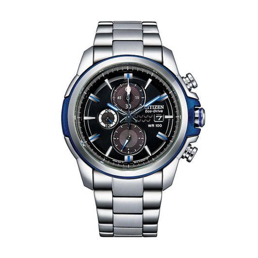 Reloj Citizen Eco-Drive de acero inoxidable para hombre, 45 mm, esfera negra